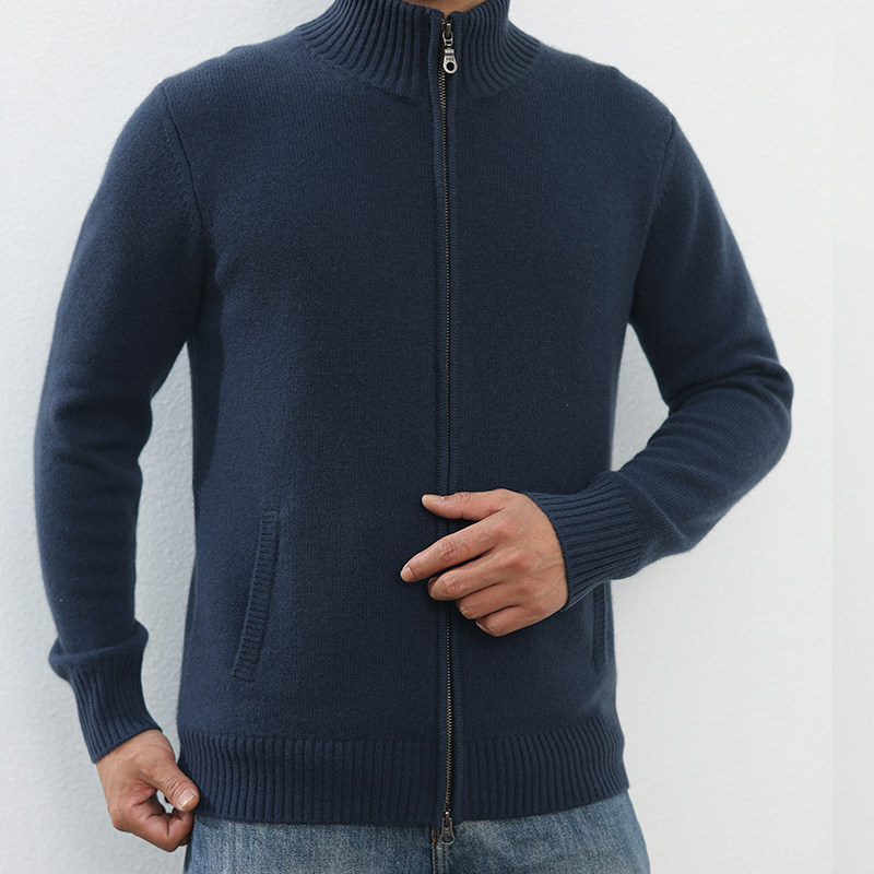 半高领拉链羊绒衫男100纯羊绒开衫冬季2025新款针织加厚羊毛外套
