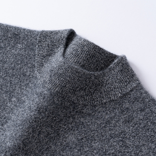 长袖 新款 套头针织打底中领保暖毛衣 男秋冬季 半高领100%纯山羊绒衫