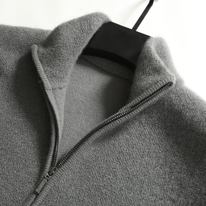 统悦加厚开衫男100%纯山羊绒衫