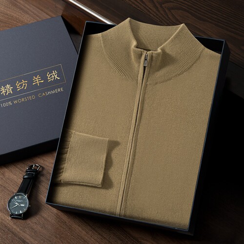 统悦100%超细精纺纯羊绒开衫男装