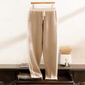 100%纯山羊绒裤 小脚裤 春秋冬季 男士 针织外穿运动裤 休闲裤 加厚卫裤