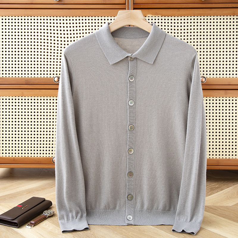 精纺超细100%纯山羊绒衫男开衫