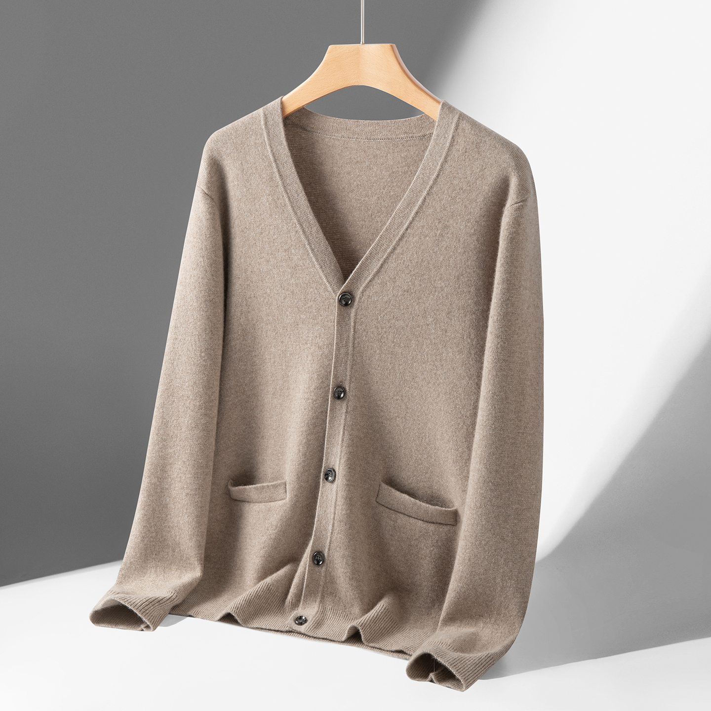 统悦纯羊绒开衫男加厚休闲外套