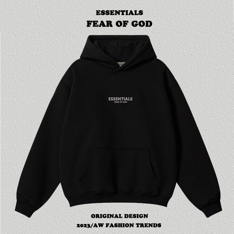 Essentials Double Line Small Logo Reflective Print Hoodie for Men and Couples, FOG, Autumn and Winter