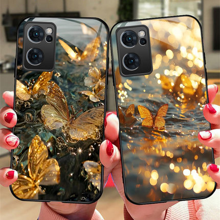 蝴蝶OPPOReno7手机壳reno6pro玻璃硅胶软边硬壳reno5pro+防摔保护套reno4se全包镜头reno3男女款oppo reno6新