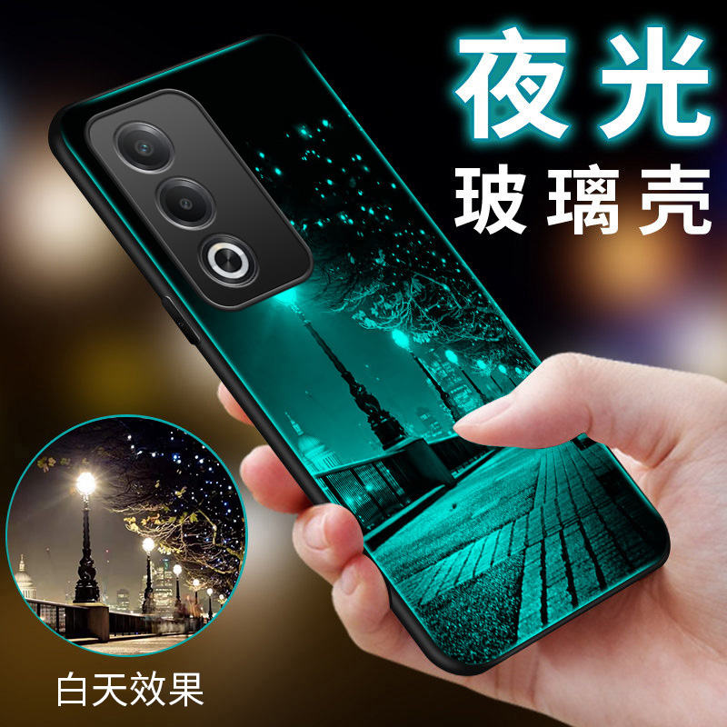 夜光玻璃OPPOA3活力版手机壳OPPO A3X硅胶软边硬壳5G防摔全包镜头PKD110保护套PKD130男女opopa3×镜面文字薄