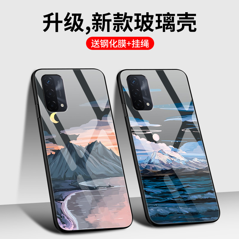 oppoK9手机壳oppo玻璃保护K9硅胶套5G全包opk防摔PEXMOO软边硬壳opopk情侣opook可爱oopok95g男女0PP0水墨画 3C数码配件 手机保护套/壳 原图主图