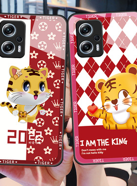 适用于红米Note11TPro手机壳neto11tpor+玻璃保护套Redmi硅胶软边硬壳5G全包防摔noto十一tp0r男女爱心虎卡通