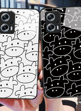 适用于红米 Note11TPro+手机壳note11tp0r玻璃保护套Redmi全包防摔5G硅胶软边硬壳闹特十一tpor牛牛男女卡通