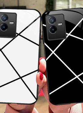 格调vivoT2X手机壳vivo T1玻璃防摔保护套T2硅胶软边硬壳5G全包镜头V2199GA男女V2115A镜面V2188A中性款简约