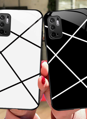 格调红米Note10手机壳Redminote9 5g玻璃note8防摔保护套7pro硅胶软边硬壳n0te9全包镜头4G男女镜面简约中性