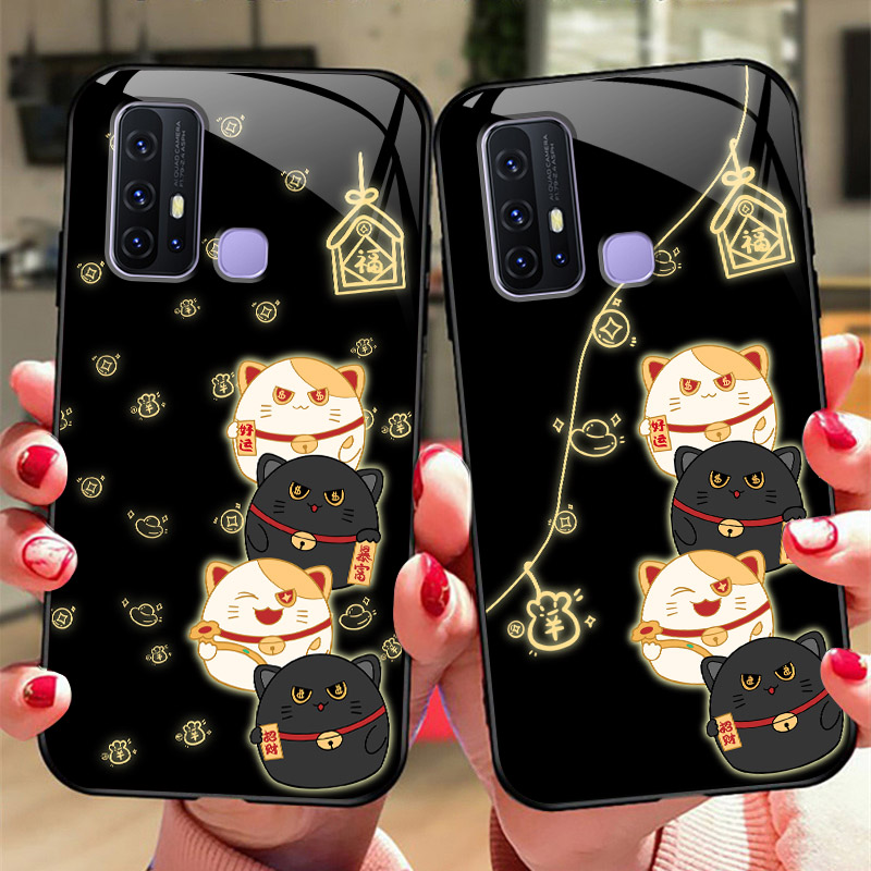 发财猫vivoZ6手机壳vivoZ5X玻璃保护套Z3/Z3i全包防摔Z1硅胶软边硬壳5G男女V1911A可爱V1963A文字个性voivz新 3C数码配件 手机保护套/壳 原图主图