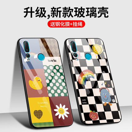 华为nova4手机壳novo4e玻璃保护nowa4套nove4全包navo4拼接格子VCE防摔MAR-ALOO硅胶TL软边硬壳可爱男女情侣