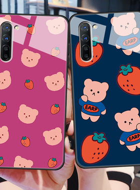 opporeno3手机壳玻璃保护reno3pro磨砂软边壳5g全包防摔opopreno3元气版硅胶套0pporeno3por男女卡通可爱情侣