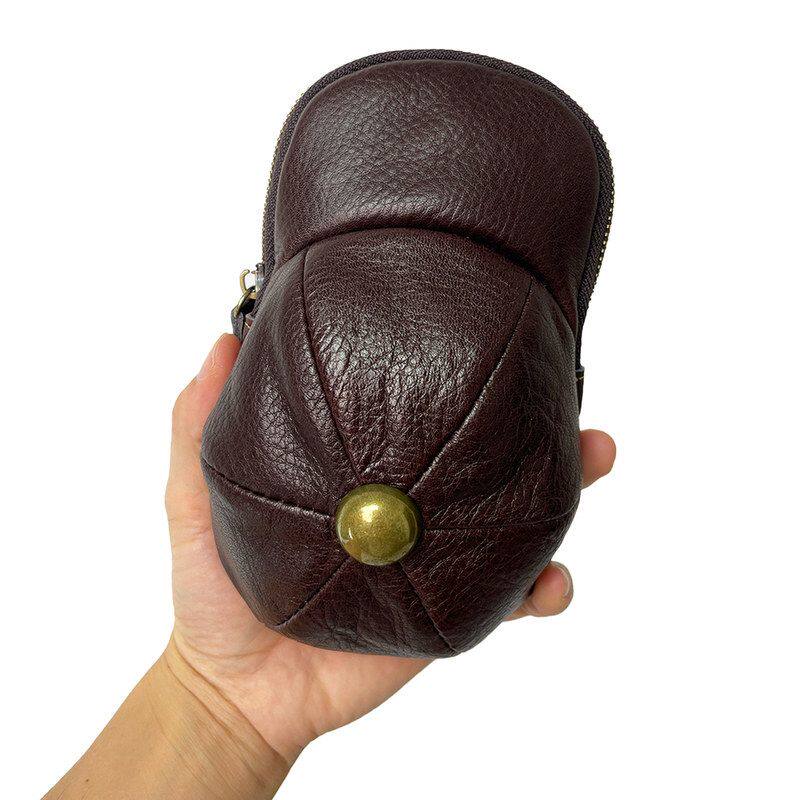 帽子手机包创意迷你包手拿包复古男包车头层牛皮跨境收纳真皮钥匙