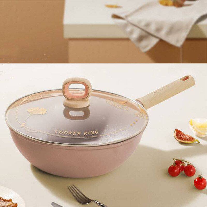 炒锅平底燃气灶陶晶奶锅煎锅通用无油烟聚油粘不CDH电磁炉家用