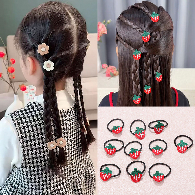 儿童可爱草莓皮筋不伤发头绳