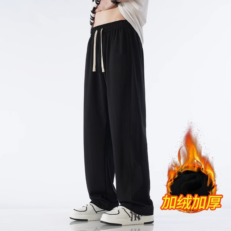 纯棉休闲裤子男加绒加厚运动裤