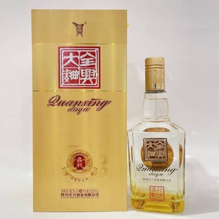 2022年老款全兴大曲晶彩(金)42度浓香型白酒500毫升/瓶盒装