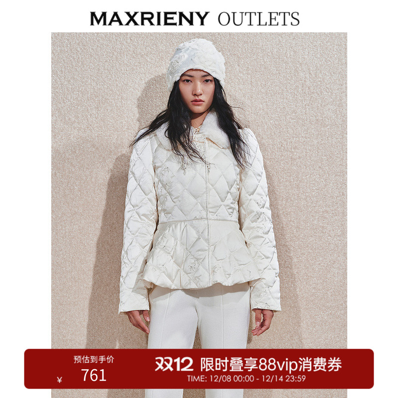 大毛领亮片羽绒服