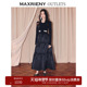 奥莱 MAXRIENY复古连衣裙梭织毛织拼接长裙宴会约会裙子