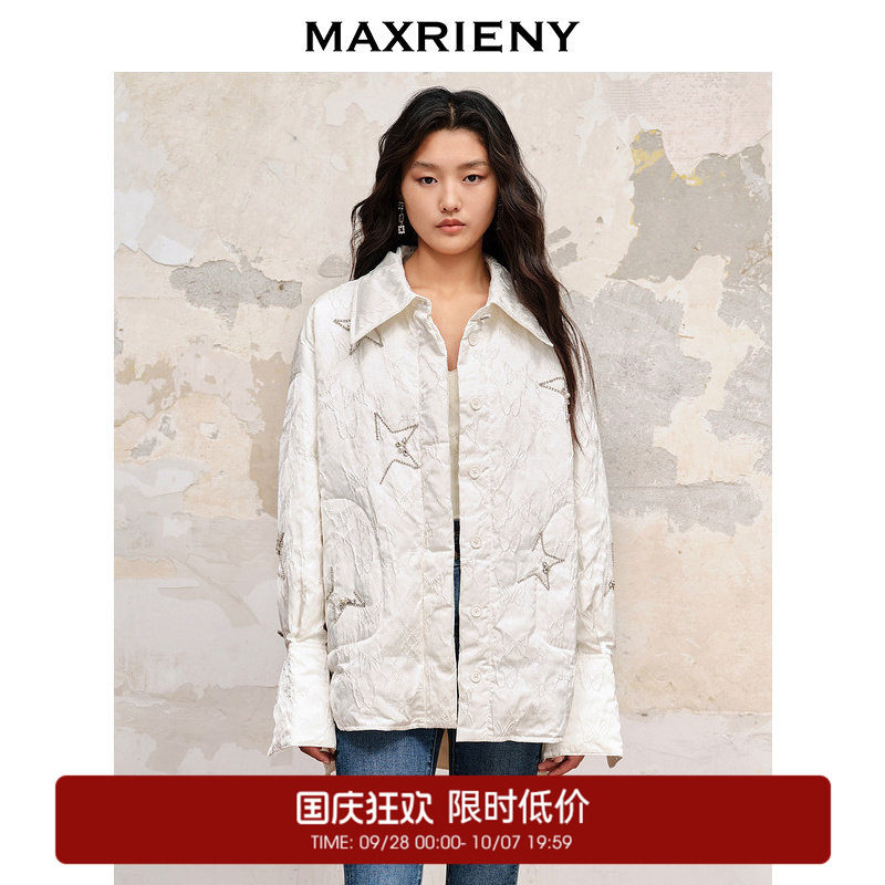 【奥莱】MAXRIENY肌理感星星钉珠新颖衬衫式羽绒服外套图片