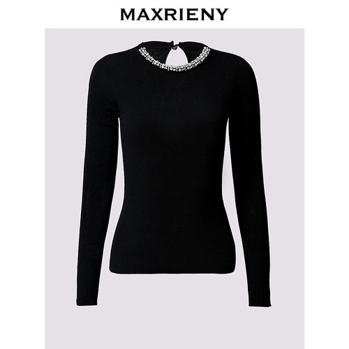 【奥莱】MAXRIENY黑色简约修身针织衫