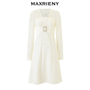 MAXRIENY收腰蕾丝连衣裙 奥莱