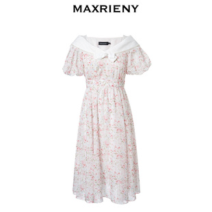 园艺风粉花印花连衣裙夏日浪漫碎花裙子 MAXRIENY欧式 奥莱