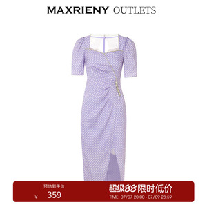 【奥莱】MAXRIENY欧式园艺风碎花茶歇裙不对称抽褶连衣裙
