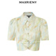 衬衫 MAXRIENY复古雪纺衫 女油画感晕染截短上衣 奥莱