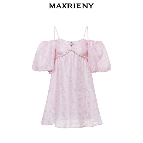 【奥莱】MAXRIENY法式吊带连衣裙夏露肩抹胸裙子女