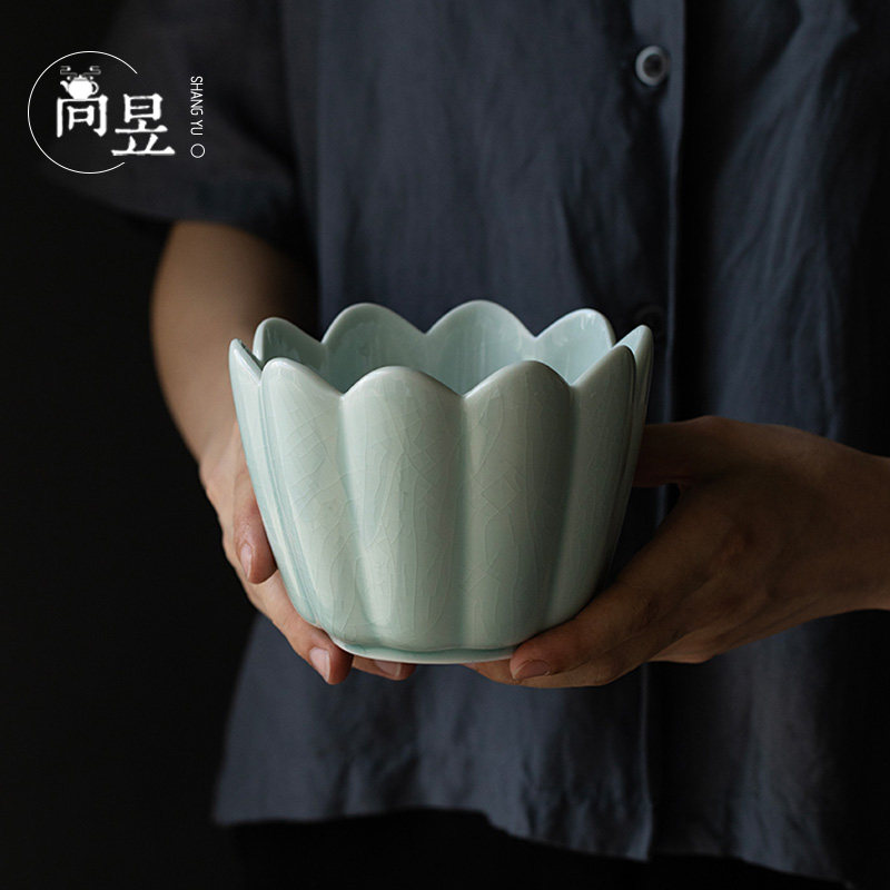 湖田窑陶瓷简约家用复古水盂茶洗建水茶水缸茶桶功夫茶渣缸水洗杯