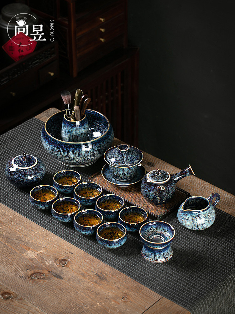2023款茶具套装轻奢高档窑变釉功夫侧把泡茶壶茶杯办公室会客茶器