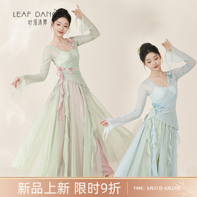 叶落清舞身韵花朵纱衣古典舞服