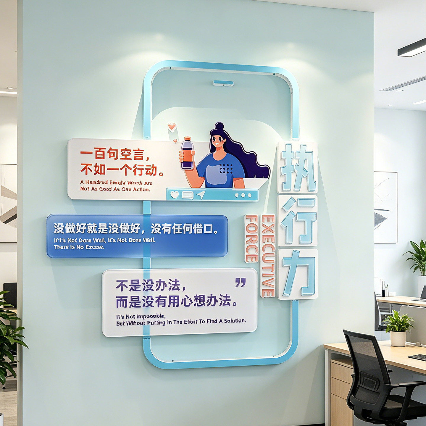 办公室会议室执行力励志墙贴