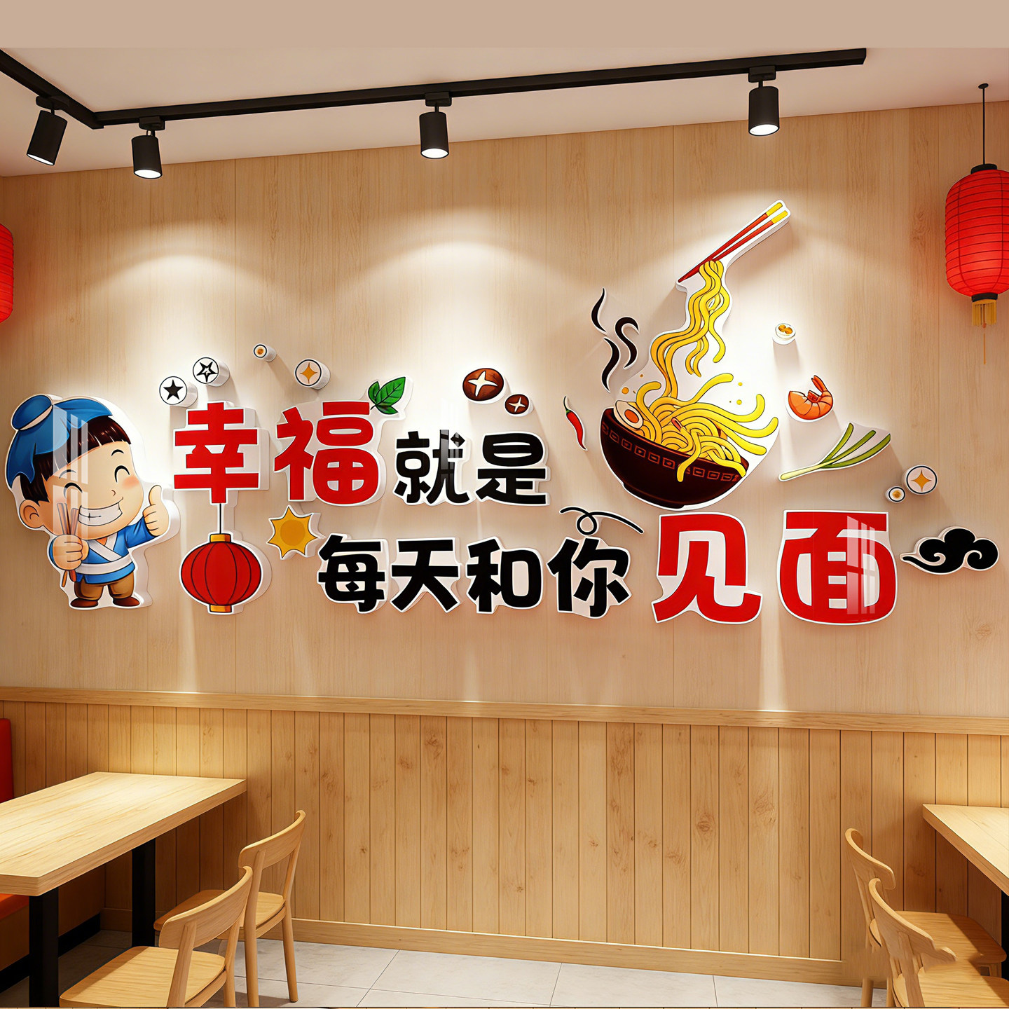 小吃面馆装饰重庆小面拉面墙贴