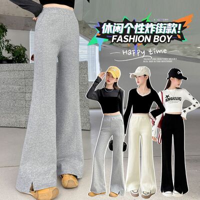 女童喇叭裤春秋2026新款儿童高腰修身微喇裤洋气显高休闲运动卫裤