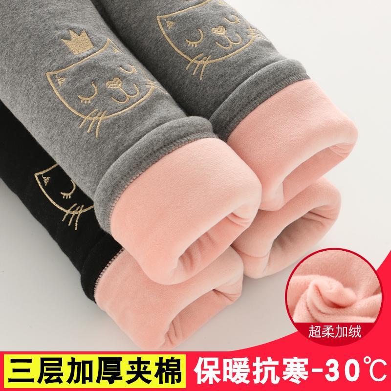 加厚女童棉裤儿童加绒打底裤