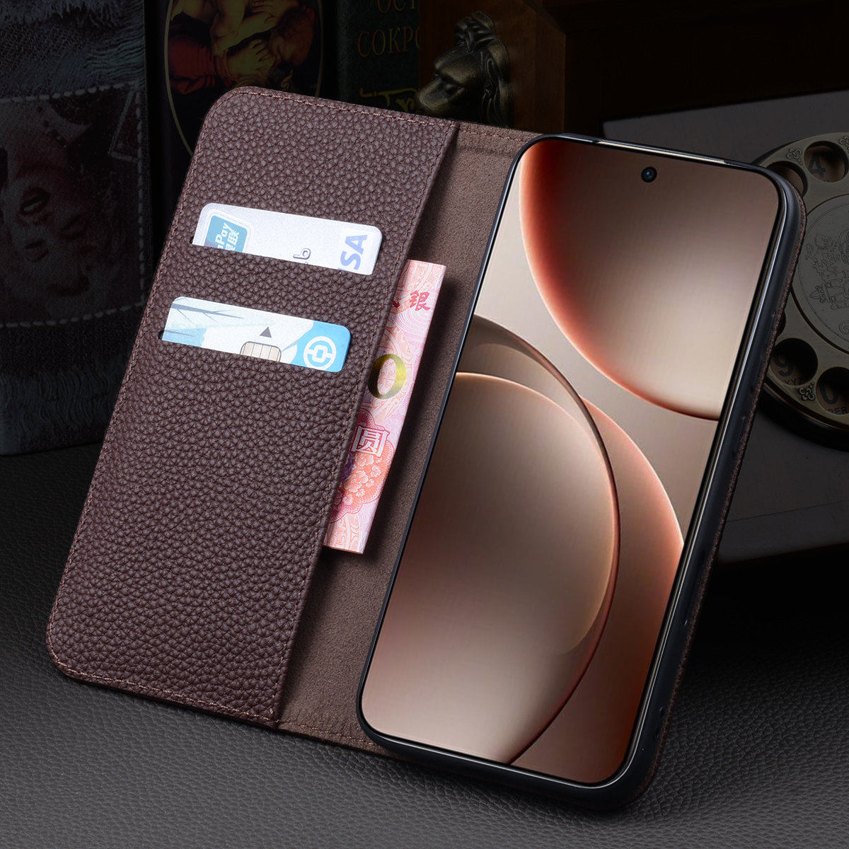 适用于OPPOFindX9手机保护套时尚新款真皮防摔手机壳FindX9Pro高档大气牛皮商务保护壳findx9男女外壳