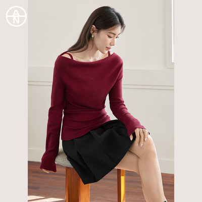 AN大尺码女装假两件一字