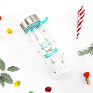 乐扣乐扣森林塑料水杯夏季 小清新情侣随手杯便携女学生运动便携杯