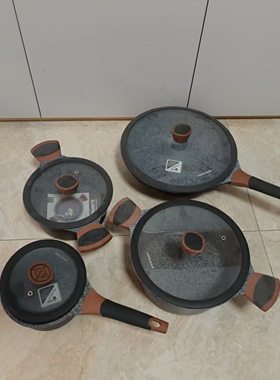 乐扣乐扣硅胶双耳汤锅深锅花岗岩色24cm不粘炖锅煲大汤锅CCH242