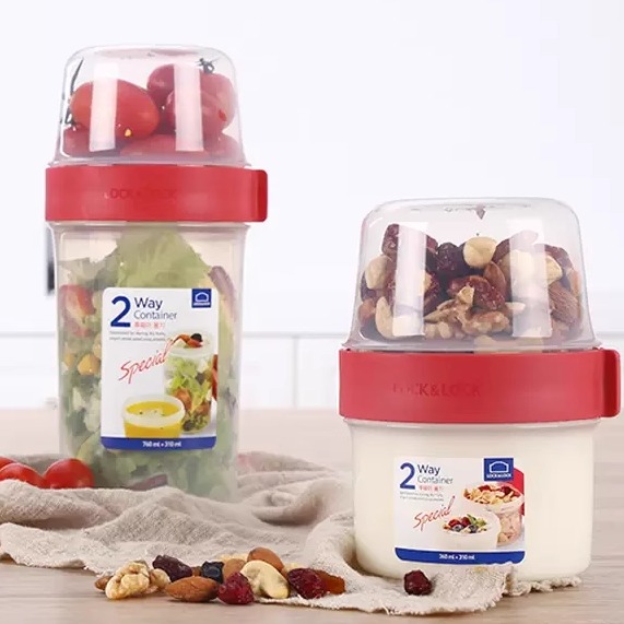 分隔双层便携儿童辅食保鲜盒塑料