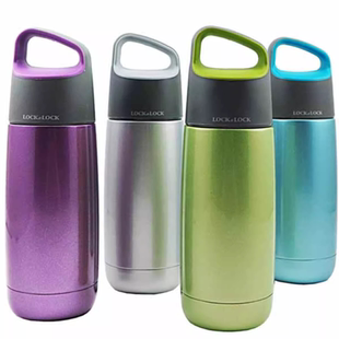 微瑕疵乐扣乐扣不锈钢保冷杯拎环水杯创意运动水壶凉水杯390ml