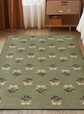 【多尺寸】法式复古绿色小花朵地垫大别墅入户门防滑吸水满铺地毯