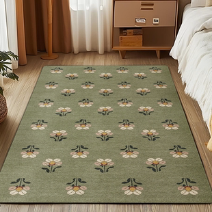 【多尺寸】法式复古绿色小花朵地垫大别墅入户门防滑吸水满铺地毯