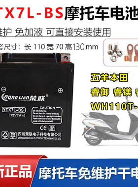 适用五洋本 田睿御 睿镁 睿影 WH110T-7踏板摩托车电瓶12V7A电池