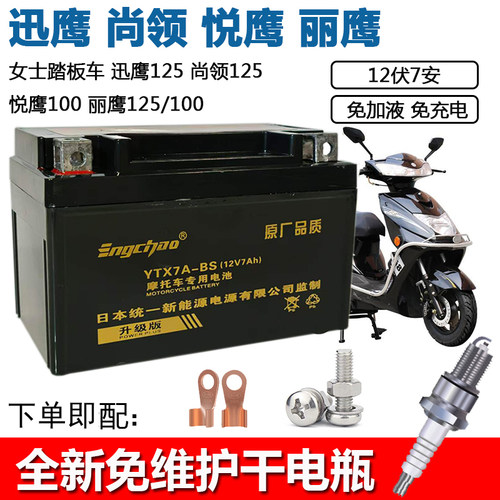适用姜戈三阳摩托车电池12V7A