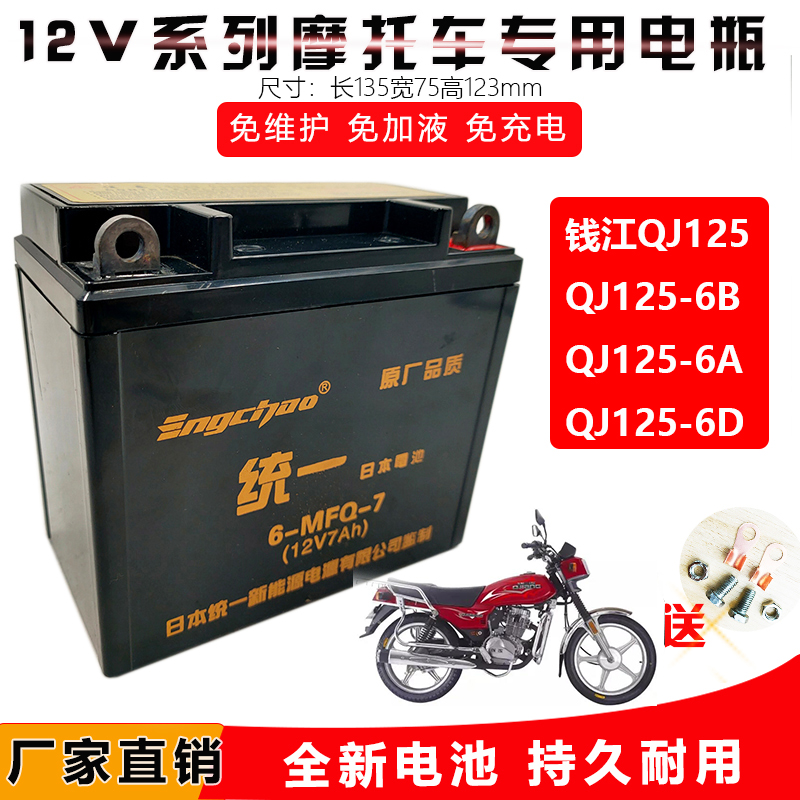 英超统一QJ125-6B-6A摩托车电瓶